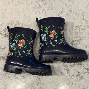 Janie & Jack Floral Kids Rain Boots - Navy